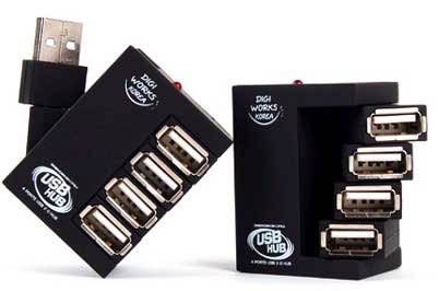 Kifordítható portokkal ellátott USB hub